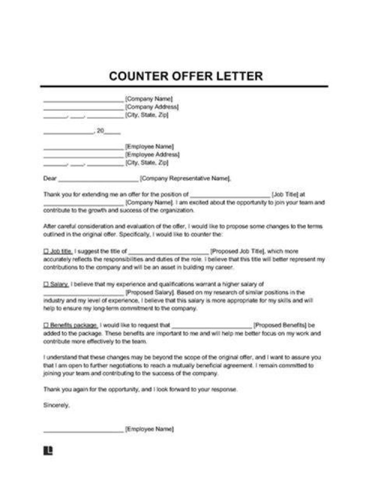 How do you thank for a counter offer?